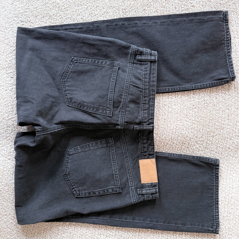Weekday Washed Black High Rise Straight Jeans